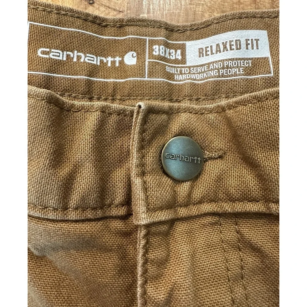 Carhartt Rugged Flex Duck Utility Work Pants Brown Relaxed Fit Size 38x34